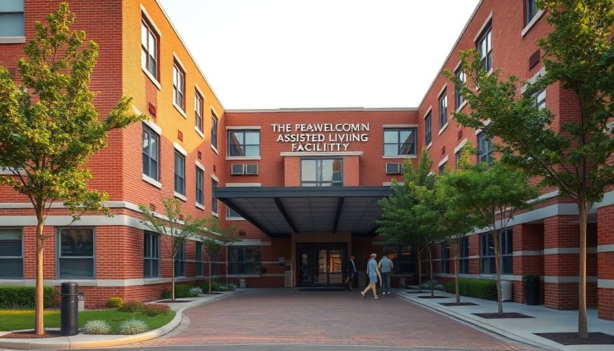 Brick assisted living facility entrance with canopy in New Bedford