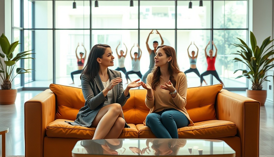 Two women discussing holistic health options in a studio setting.