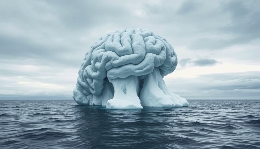Surreal brain-shaped iceberg symbolizes memory loss in dementia diagnosis.