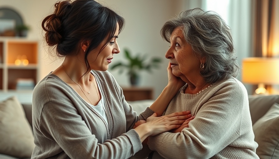 Discussing assisted living with parents, emotional support shown.
