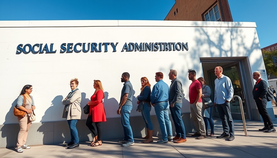 People outside Social Security Administration building, Muskegon.