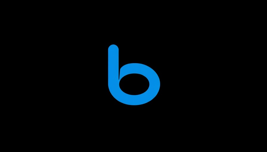 Minimalistic blue 'b' logo on black background for Evergreen Tree Solutions
