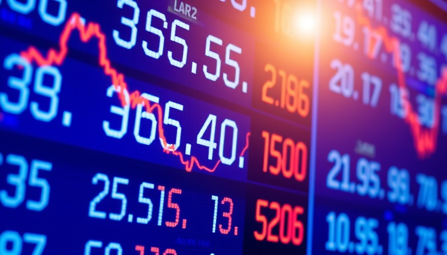 Stock market display with numbers showing gains and losses.