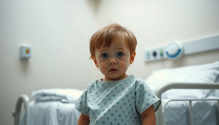 Child in hospital gown beside bed, highlighting autistic child safety.
