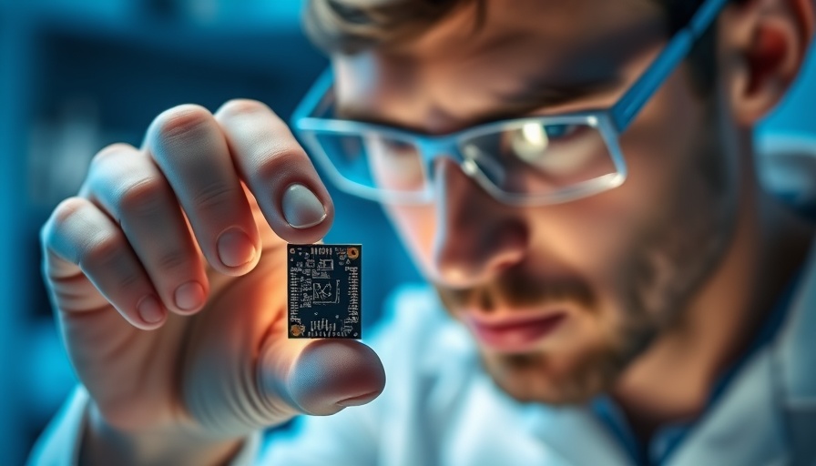 A focused scientist examines a microchip, symbolizing 'stock will be worth more than Palantir'.