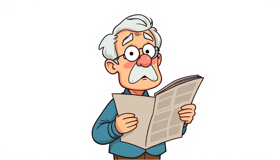 Cartoon of senior reading newspaper titled 'Savvy Senior'.