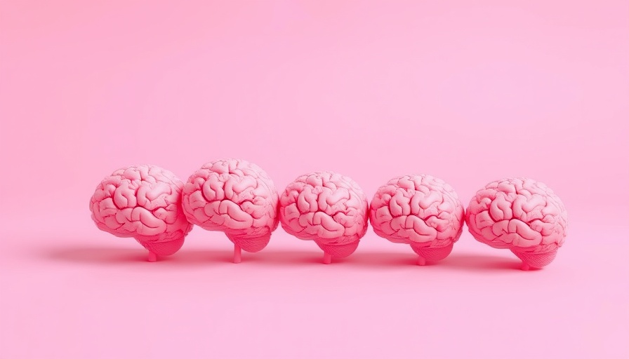 Pink brains in descending size order, symbolizing mindful eating for brain health.