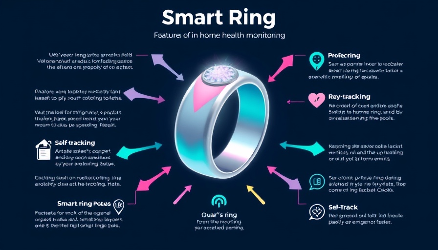 Infographic on smart ring technology for home health monitoring.