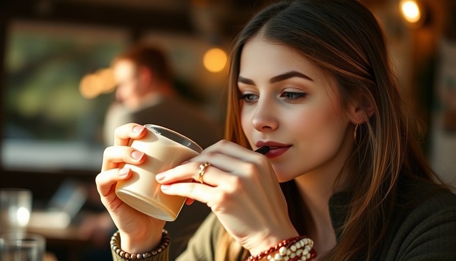 Young woman enjoying a drink, highlighting casual style and fire cider health benefits.