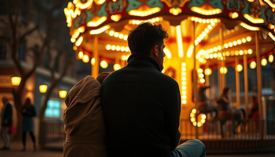 Emotional couple sitting before a carousel; Movies Guaranteed to Make You Cry for Seniors.