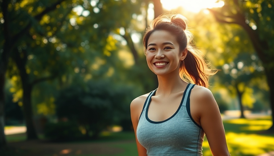 Young woman walking in park after eating for weight loss.