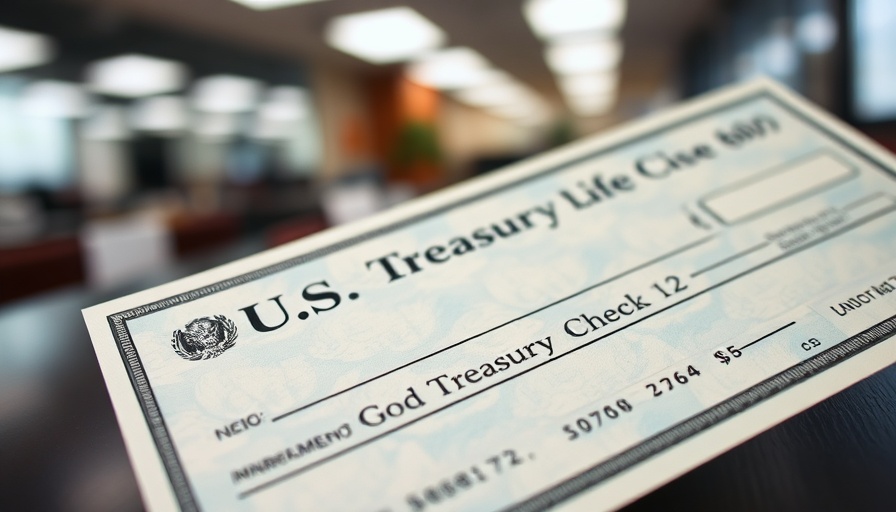 Close-up of U.S. Treasury check for Muskegon Social Security retirement sign up.