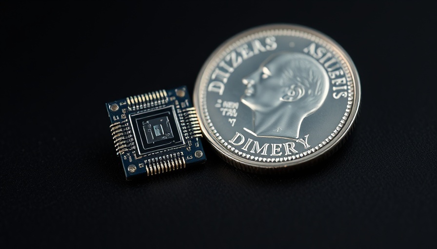 Tiny neural implant next to a dime, illustrating decoding inner speech technology.