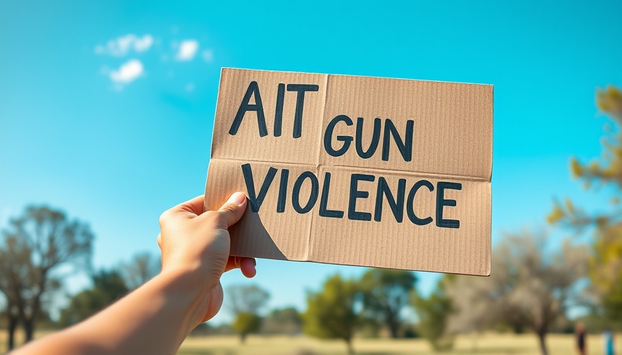 Protest sign against gun violence prevention funding cuts outdoors.