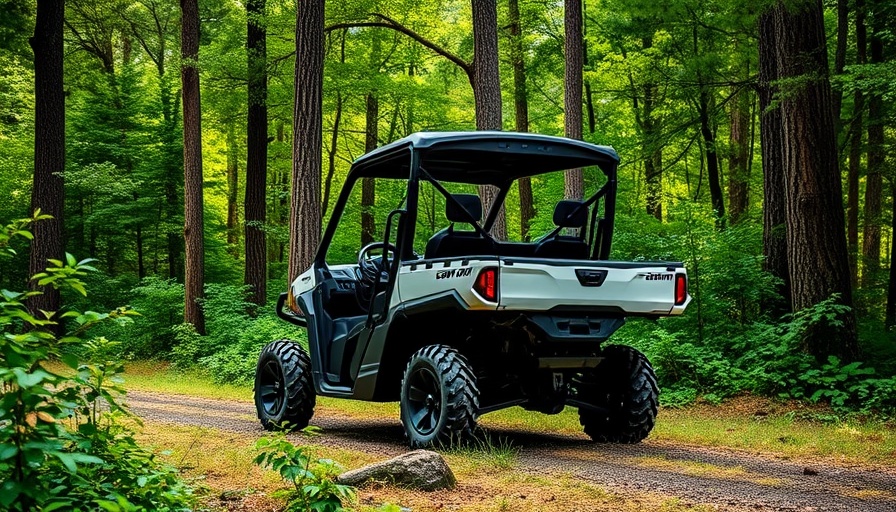 Sleek 2026 Can-Am Defender UTV parked in lush forest setting.
