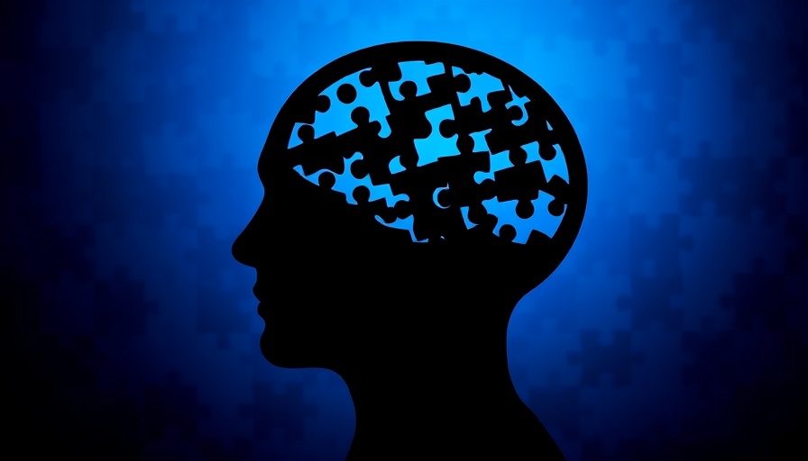 AI model autism assessment symbolized by puzzle pieces in silhouette head.