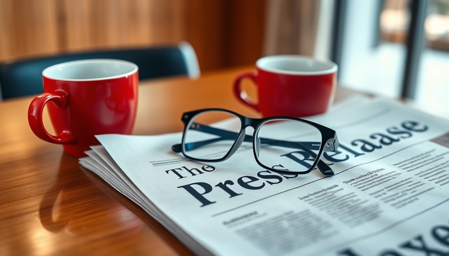 Press release on a desk with coffee and glasses, local tree expert Shelby Michigan.