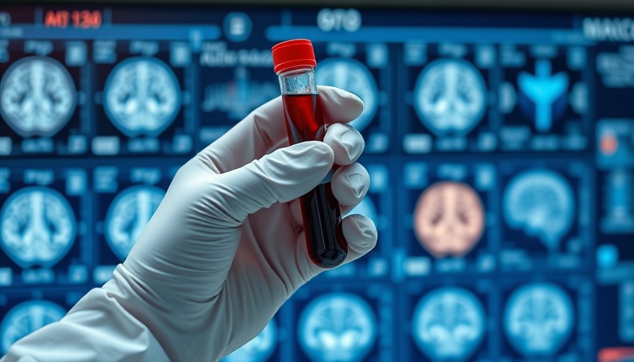 Alzheimer's treatment advancements depicted with blood test and brain scans.