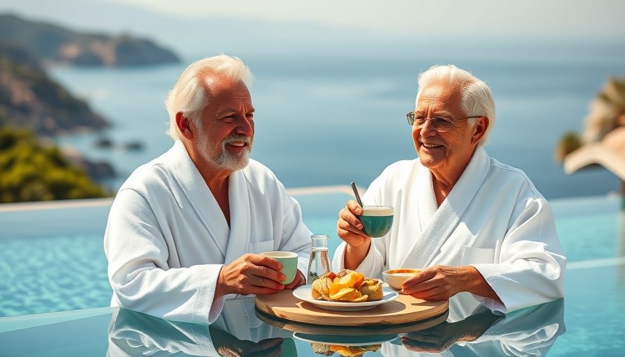 Can you afford to travel every year in retirement? Elderly couple by pool.