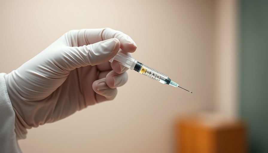 Hand rejecting a syringe held by a gloved professional, senior vaccine recommendations.