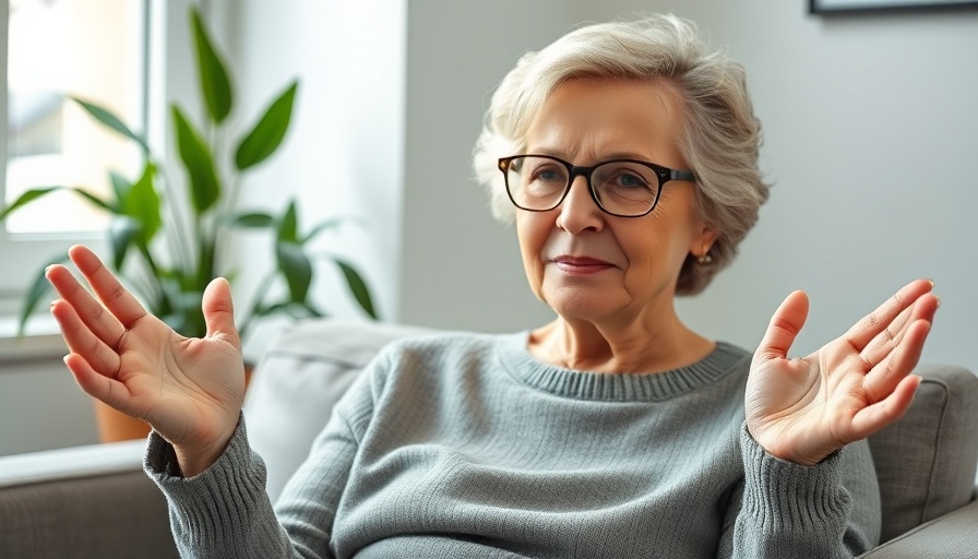 Senior woman on sofa suggesting brain health tests.