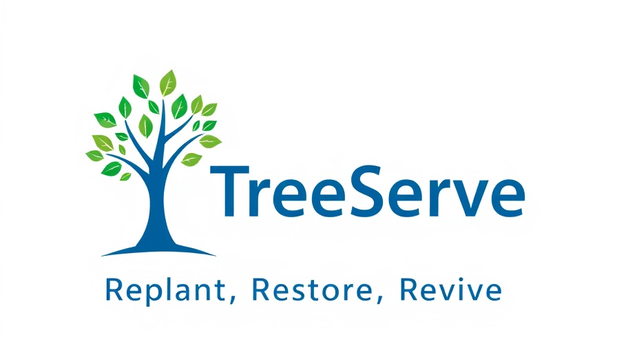 TreeServe logo with tree graphic and tagline 'Replant, Restore, Revive'.