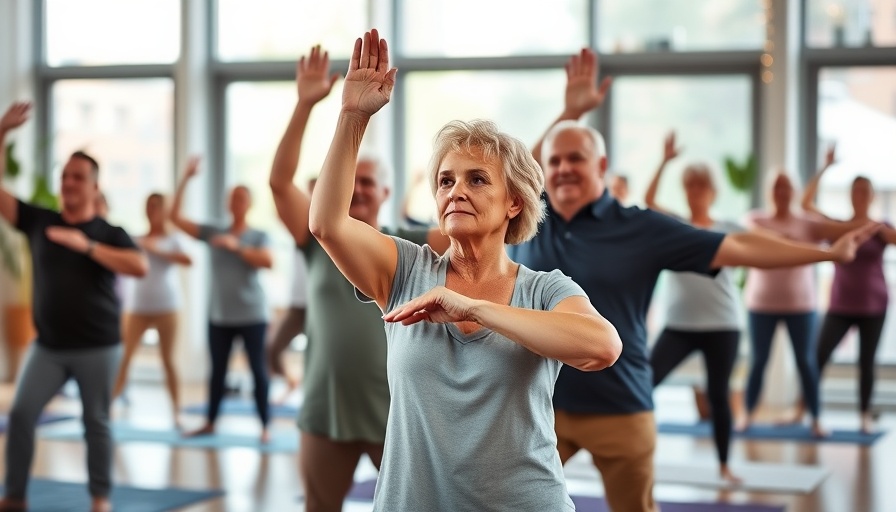 Seniors practicing balance with yoga in a bright studio, emphasizing importance of good balance.
