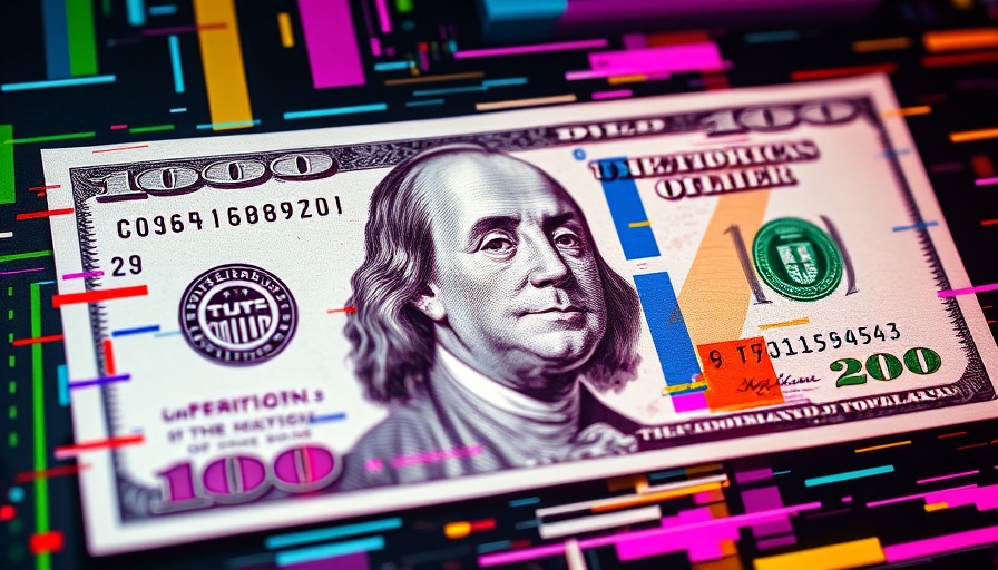 Glitch effect on US hundred-dollar bill, symbolizing tech disruption in healthcare.