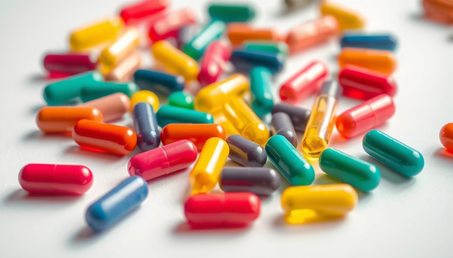 Colorful capsules scattered on white surface.