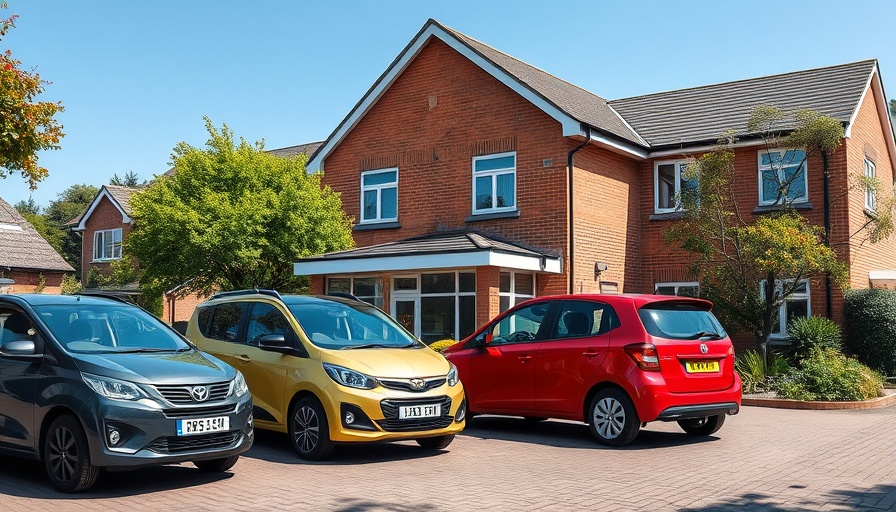 Outside view of a nursing home with cars parked in front, clear skies.