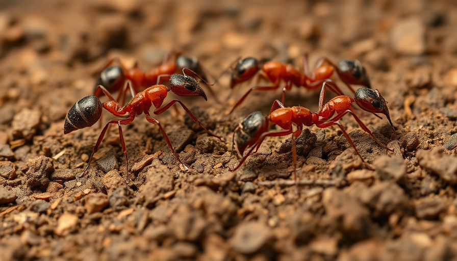 Close-up of fire ants on soil - How to Get Rid of Fire Ants guide.
