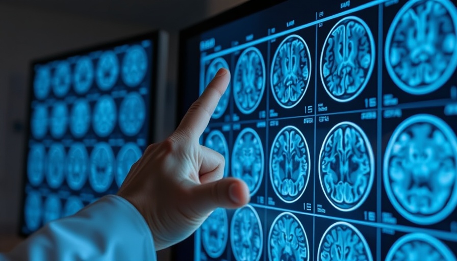 Hand pointing at MRI scans for early Alzheimer's detection.