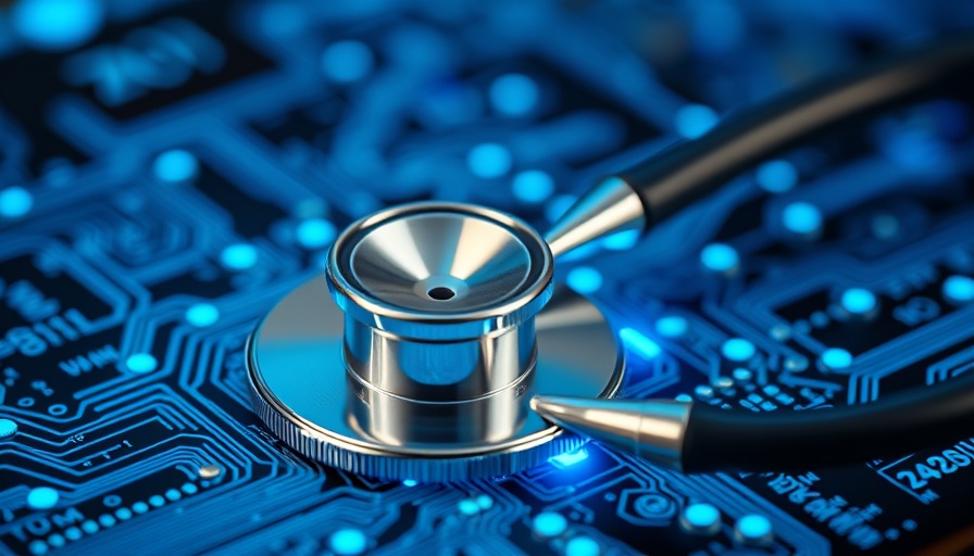Futuristic stethoscope on digital interface representing health AI standards.