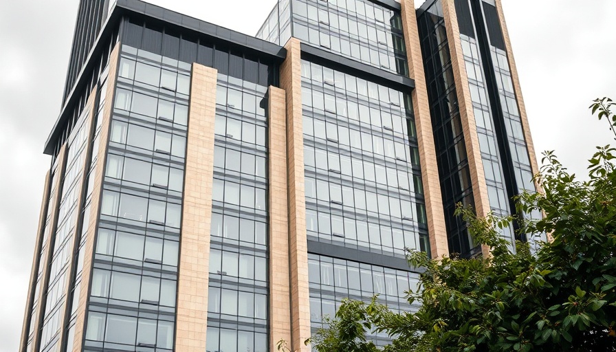 Corporate building symbolizing Medicare Advantage reform, modern architecture.