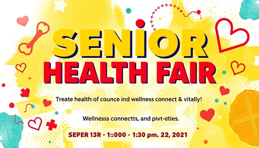 Senior Health Fair poster with event details and vibrant design.