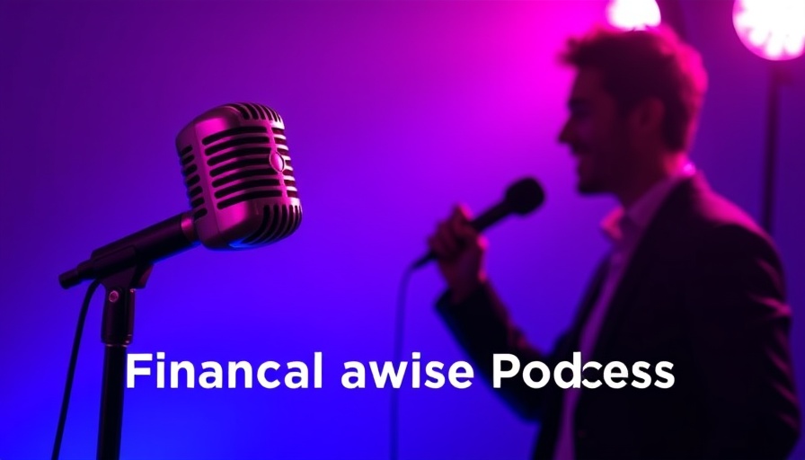 Vibrant podcast ad discussing financial strategies for retirement.