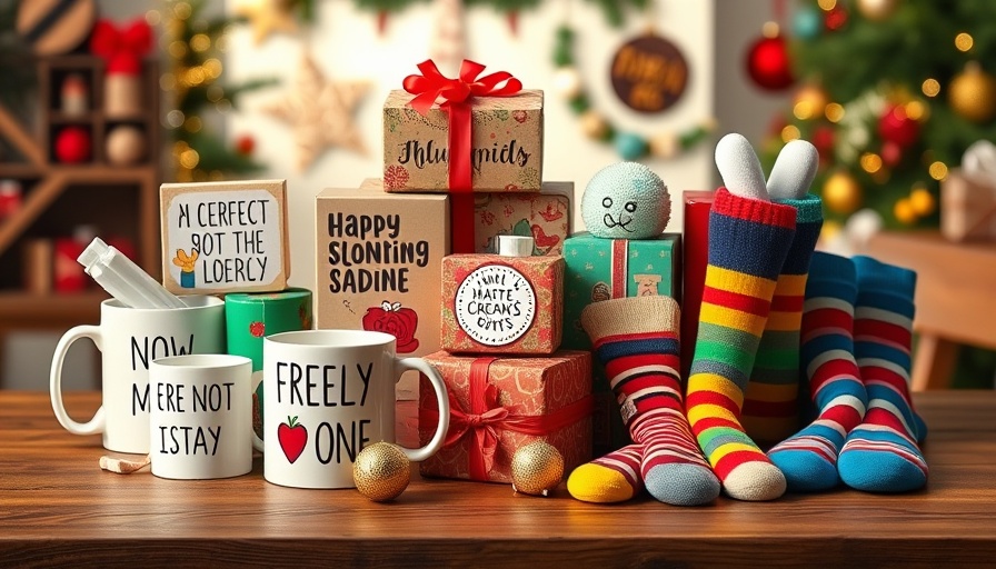 Quirky White Elephant gift ideas 2025 displayed on a table.