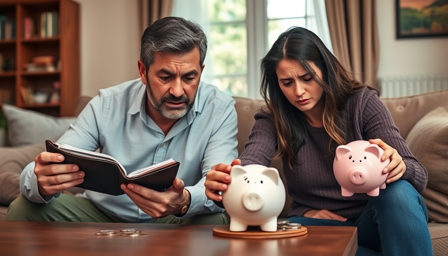 Middle-class Americans evaluating retirement savings, financial concern.