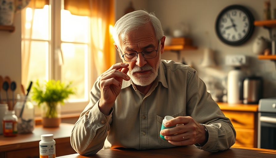Older man reviews medication, reflecting on Medicare changes 2026, in a sunlit kitchen.