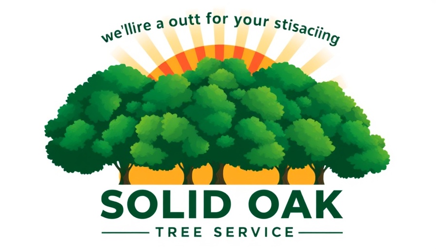 Transparent pricing tree care logo with green trees and sunburst.