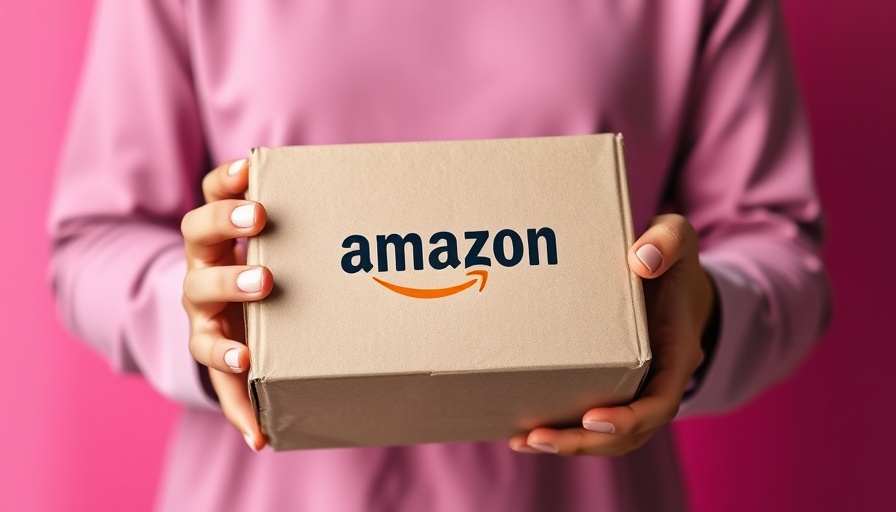 Person holding Amazon package against pink wall for Prime Day walking shoes deals.