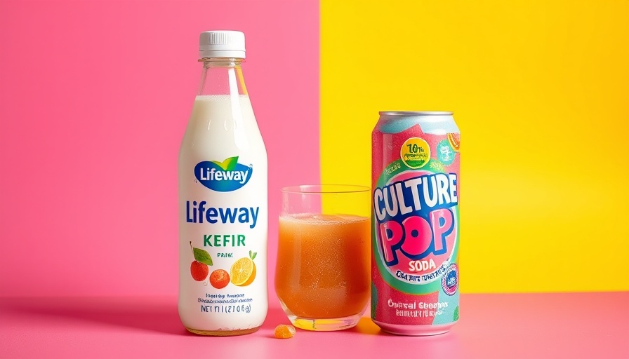 Colorful probiotic drinks display, ideal for seniors.