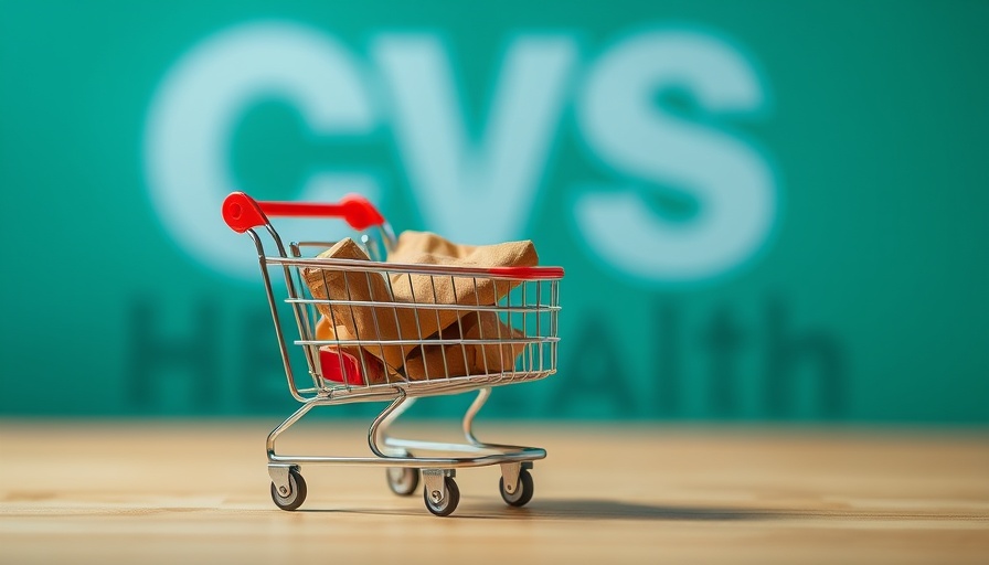 Miniature cart with packages, CVS Health backdrop.