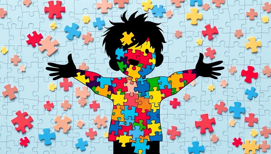 Colorful puzzle piece child silhouette illustrating autism genetic profiles.
