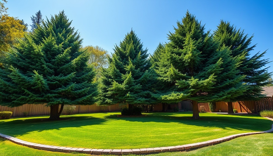 Majestic evergreen trees in Utah County, under clear blue sky.