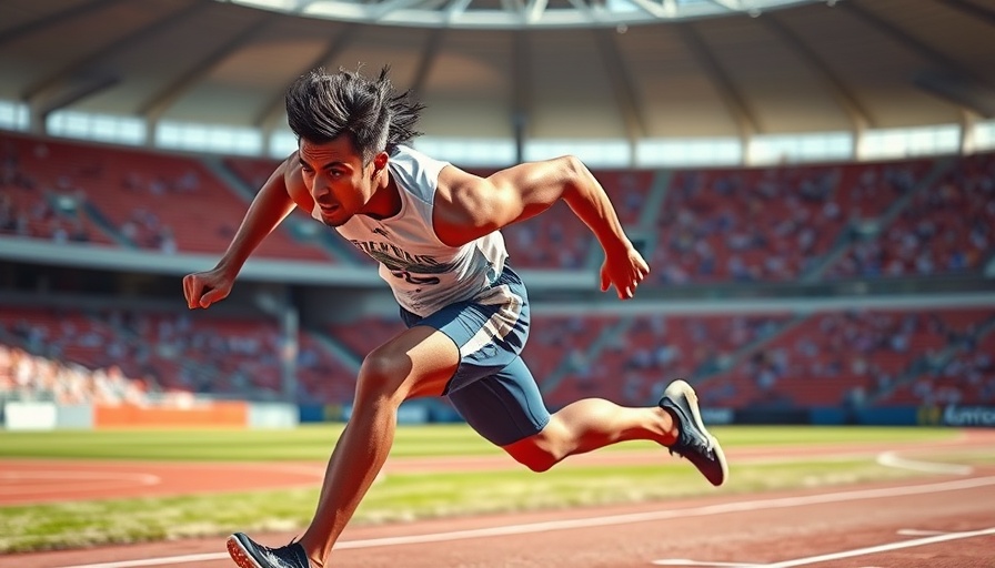 Athlete sprinting on track for body recomposition.
