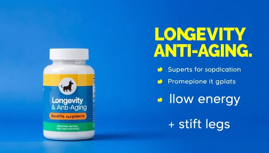 Dog longevity supplements ad featuring benefits in Muskegon.
