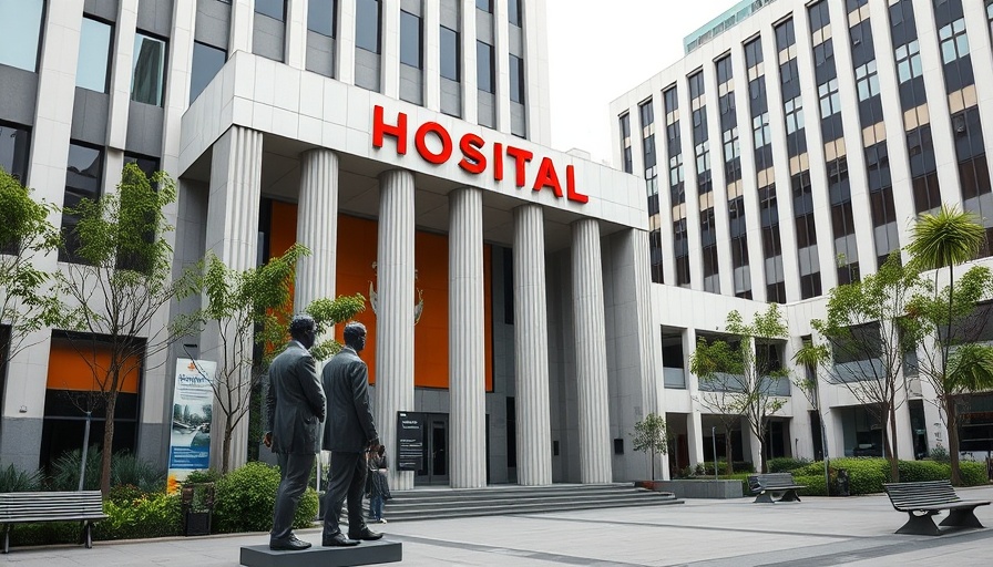 Impact of Government Shutdown on Medicare; hospital entrance scene.