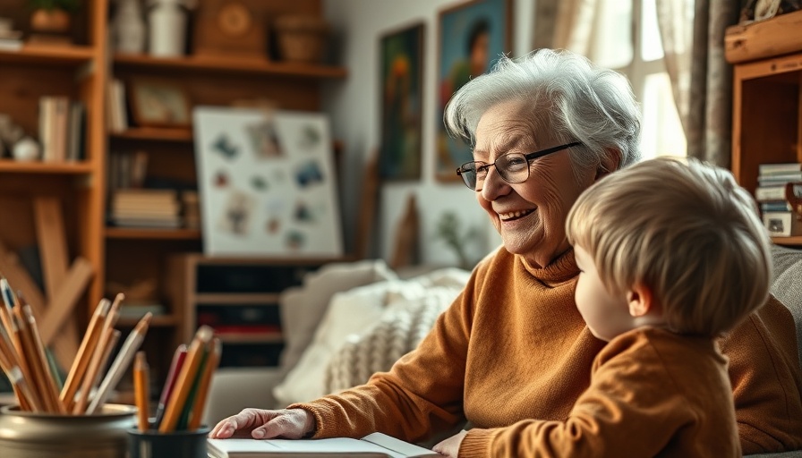 Benefits of AI in Senior Living: Elderly woman engaging with child in cozy room.