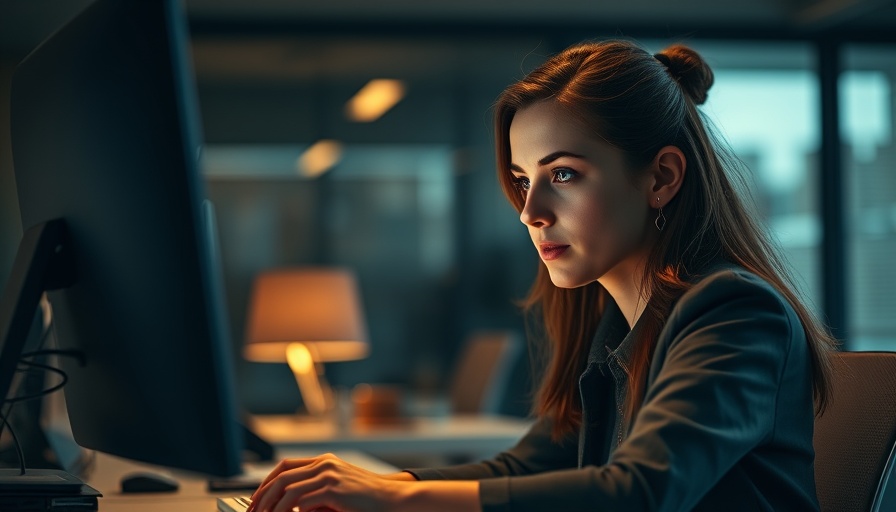 Focused woman examining data on screen in dim office, Eli Lilly Stock Surge